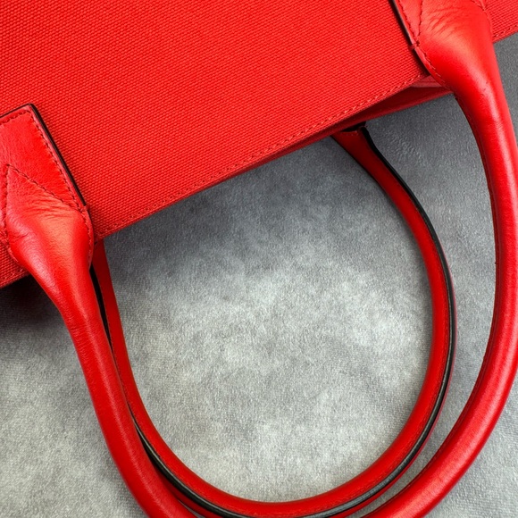 VERSACE Canvas Suppler Calfskin Cabas GV Signature Tote Red - Picture 8 of 16